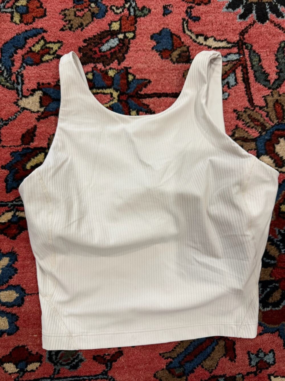 Lululemon High Neck Align Cropped Tank Top White Cream 8 Ribbed Yoga